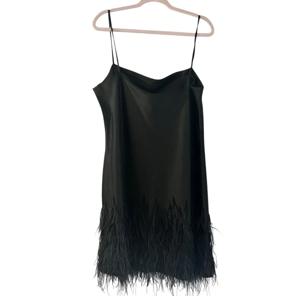 Polo Ralph Lauren Sz 18 Feather Trim Cocktail Dress – Real Ostrich Feathers - Picture 4 of 14